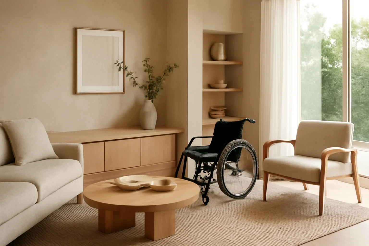 Interior setting representing inclusive, adaptable and accessible interior design