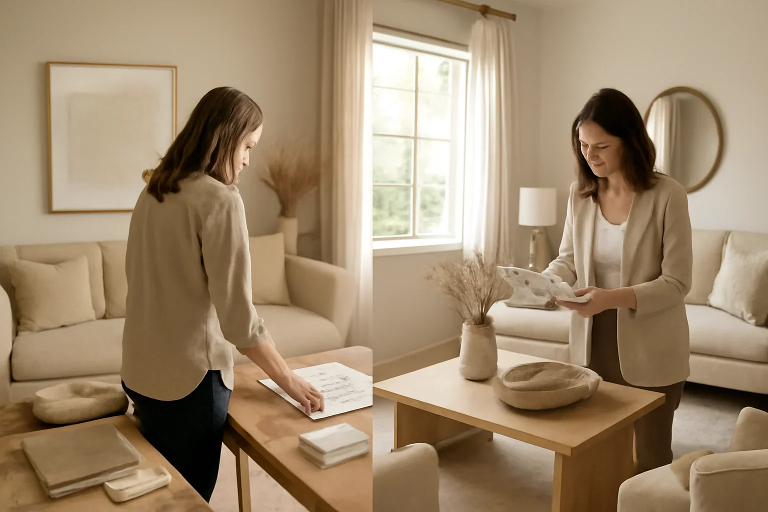 Interior planning scene for interior designer vs home stager