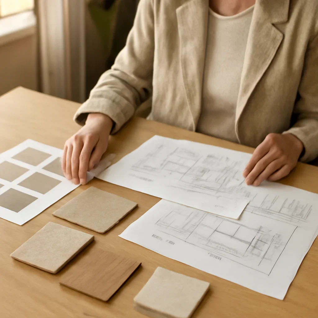 Designer developing concepts for environmentally responsible design services