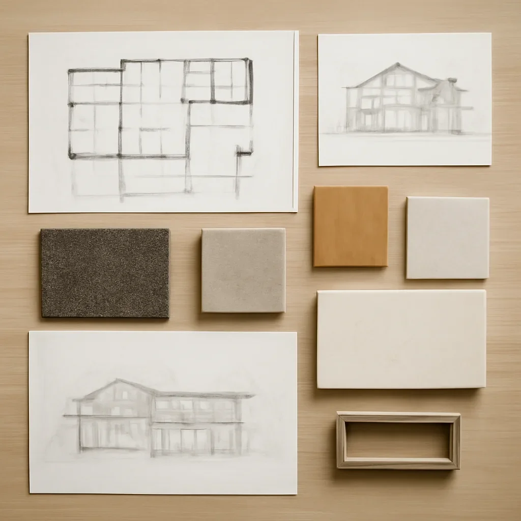 Design drawings and materials for luxury residential design in west vancouver